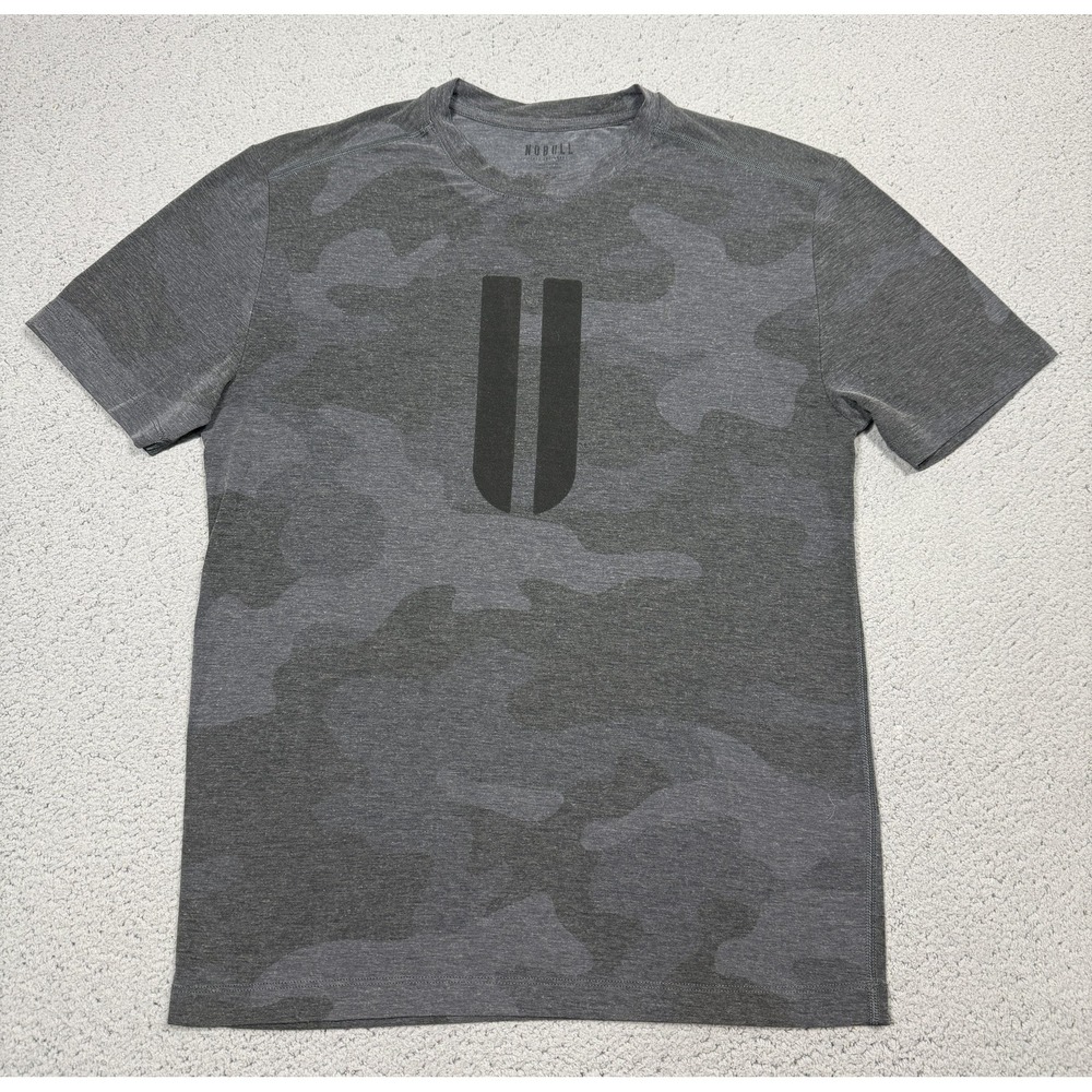 NOBULL Shirt Mens Medium Gray Camo Short Sleeve Athletic Performance Top